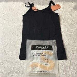 Shapermint Essentials Black Cami Scoop neck Top. Multiples. NWT/ poly. S/M